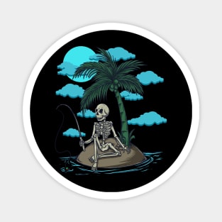 halloween Stickers tshirt design skeleton fishing halloween Magnet